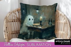 Halloween Pillow Cover - Cute Ghost Pillow Sublimation Product Image 1