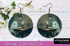 Halloween Earrings - Cute Ghost Round Earring Sublimation Product Image 1
