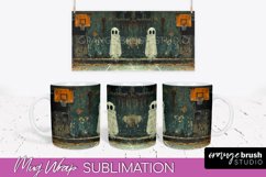 Ghost Mug Wrap - Vintage Halloween Mug Sublimation Design Product Image 1