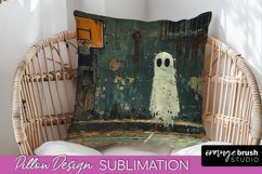 Halloween Pillow Cover - Cute Ghost Pillow Sublimation Product Image 1