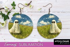 Halloween Earrings - Cute Ghost Round Earring Sublimation Product Image 1