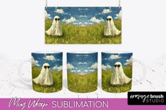 Ghost Mug Wrap - Vintage Halloween Mug Sublimation Design Product Image 1