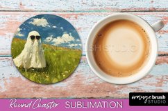 Ghost Coaster - Halloween Round Coaster Sublimation Design Product Image 1