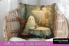 Halloween Pillow Cover - Cute Ghost Pillow Sublimation Product Image 1