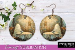 Halloween Earrings - Cute Ghost Round Earring Sublimation Product Image 1