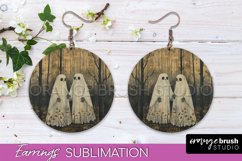 Halloween Earrings - Cute Ghost Round Earring Sublimation Product Image 1