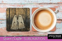 Ghost Coaster - Halloween Square Coaster Sublimation Design Product Image 1