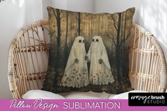 Halloween Pillow Cover - Cute Ghost Pillow Sublimation Product Image 1