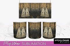 Ghost Mug Wrap - Vintage Halloween Mug Sublimation Design Product Image 1