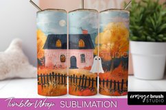 Ghost Tumbler Wrap - Vintage Halloween Tumbler Sublimation Product Image 1