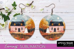 Halloween Earrings - Cute Ghost Round Earring Sublimation Product Image 1