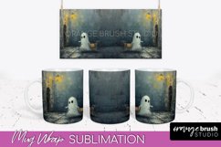 Ghost Mug Wrap - Vintage Halloween Mug Sublimation Design Product Image 1