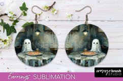 Halloween Earrings - Cute Ghost Round Earring Sublimation Product Image 1