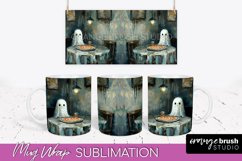 Ghost Mug Wrap - Vintage Halloween Mug Sublimation Design Product Image 1
