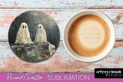 Ghost Coaster - Halloween Round Coaster Sublimation Design Product Image 1