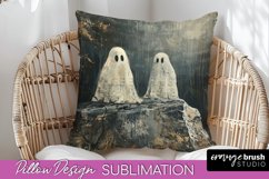 Halloween Pillow Cover - Cute Ghost Pillow Sublimation Product Image 1
