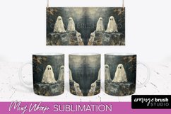 Ghost Mug Wrap - Vintage Halloween Mug Sublimation Design Product Image 1