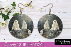 Halloween Earrings - Cute Ghost Round Earring Sublimation Product Image 1