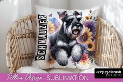 Dog Pillow Cover - Dog Mom Floral Pillow Sublimation Product Image 1