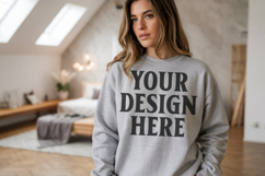 Ash Gildan 18000 Crewnwck Sweatshirt Mockup, gildan 18000 Product Image 1
