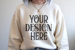 Beige Gildan 18000 Sweatshirt mockup Product Image 1
