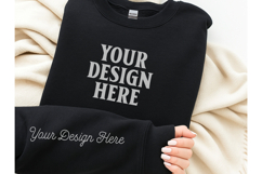 Gildan 18000 black Sleeve Sweatshirt Mockup Product Image 1