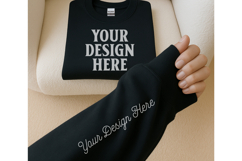 Gildan 18000 Black Sleeve Sweatshirt Mockup | Cozy Crewneck Product Image 1