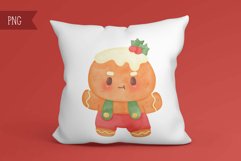 Christmas gingerbread watercolor. Kawaii clipart cute winter Product Image 3