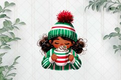 Girl Enjoy Hot Drink Clipart Product Image 1