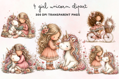 Girl Unicorn Clipart PNG Product Image 1