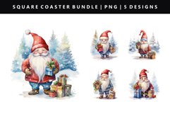 Gnome Square Coaster Design | Square Coaster PNG Product Image 5