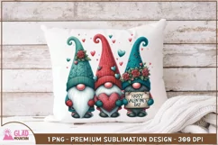 Happy Valentine's Day Gnomes in floral knit hats sublimation Product Image 2