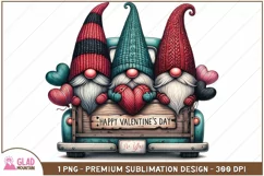 Happy Valentine's Day Gnome vintage truck sublimation png Product Image 1