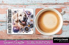 Dog Square Coaster - Dog Mom Floral Coaster Sublimation Product Image 1