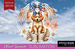 Golden Retriever Dog Wind Spinner Sublimation PNG Patriotic Product Image 1