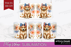 Golden Retriever Dog Mug Wrap Patriotic Dog Mug PNG Product Image 1