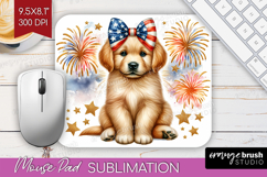 Golden Retriever Dog Mouse Pad Sublimation Patriotic Dog PNG Product Image 1