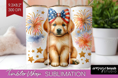 Golden Retriever Dog Tumbler Wrap Patriotic Dog Tumbler PNG Product Image 1