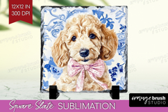Goldendoodle Dog Slate PNG Floral Dog Square Slate Product Image 1