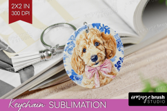 Goldendoodle Dog Keychain PNG Floral Dog Keychain Product Image 1