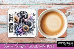 Dog Square Coaster - Dog Mom Floral Coaster Sublimation Product Image 1