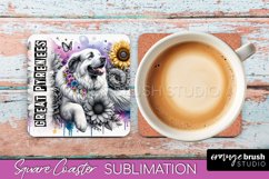Dog Square Coaster - Dog Mom Floral Coaster Sublimation Product Image 1