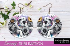 Great Pyrenees Earrings Dog Sublimation Floral PNG Product Image 1