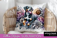 Greater Swiss Mountain Pillow Cover Dog Sublimation Floral Product Image 1