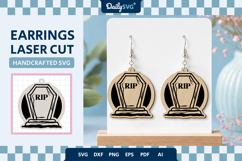 Halloween Tombstone Earrings Laser Cut SVG Product Image 2
