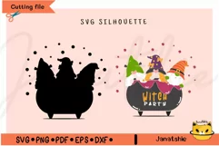 3 Cute Gnomes witch Halloween in cauldron SVG PNG clipart Product Image 2