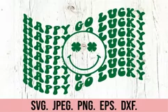 Happy Go Lucky Retro SVG - St Patricks Day SVG - Lucky SVG Product Image 4