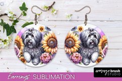Havanese Earrings Dog Sublimation Floral PNG Product Image 1