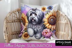 Havanese Pillow Cover Dog Sublimation Floral PNG Product Image 1