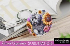 Havanese Keychain Dog Sublimation Floral PNG Product Image 1